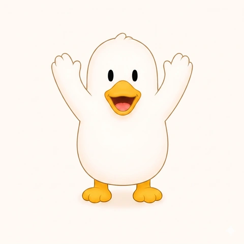 Cuak character reference — arms raised gesture