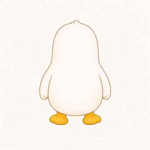Cuak character reference — back view