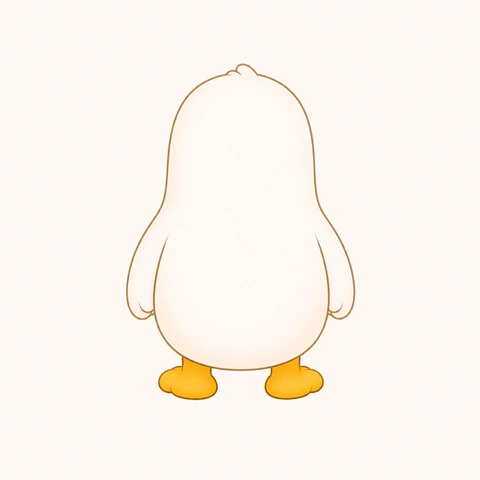 Cuak character reference — back view